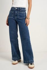 Zoey Mineral Blue High Rise Wide Leg Pocket Jean