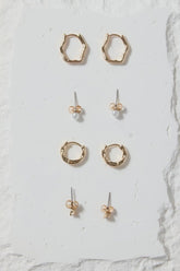 Huggie Stud 4 Sets Gold Earrings