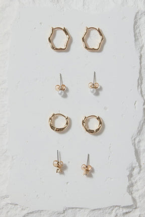 Huggie Stud 4 Sets Gold Earrings