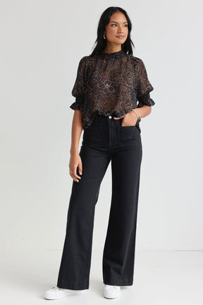 Zoey Black High Rise Wide Leg Jean