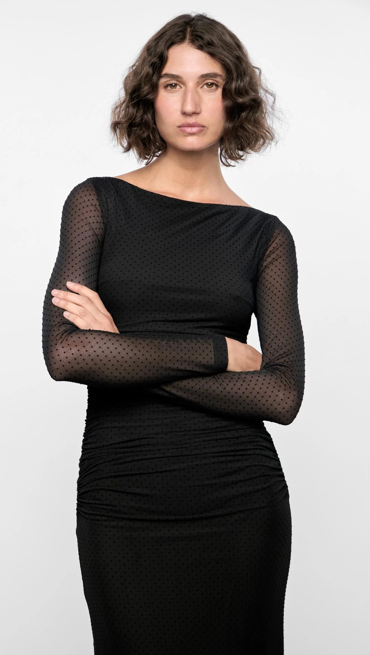 Kaia Spot Mesh Maxi Dress