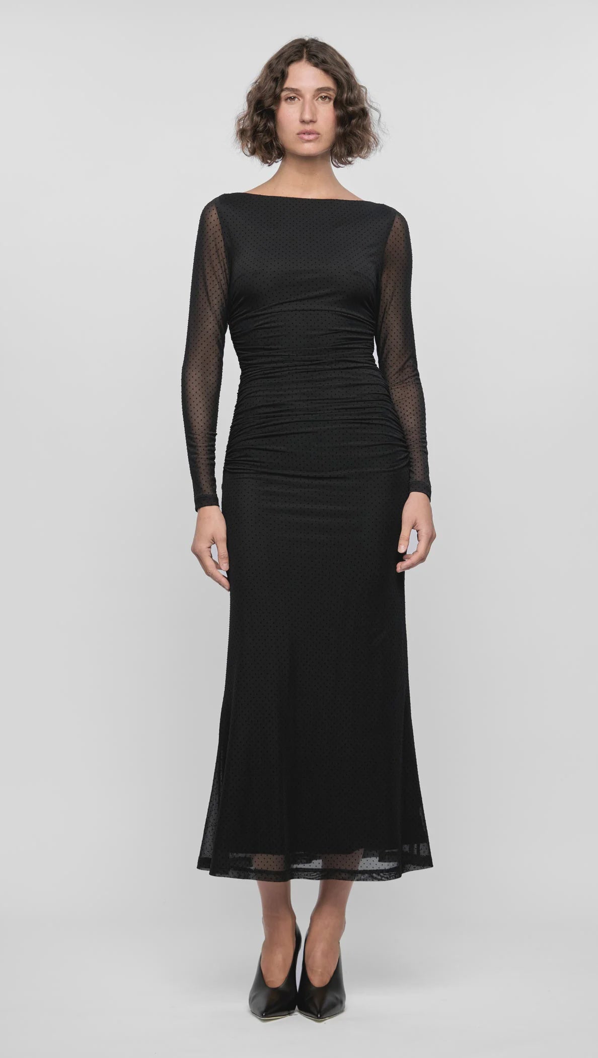 Kaia Spot Mesh Maxi Dress