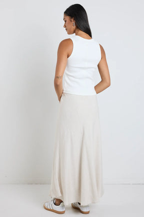 Lagos Natural Linen Blend Bias Maxi Skirt