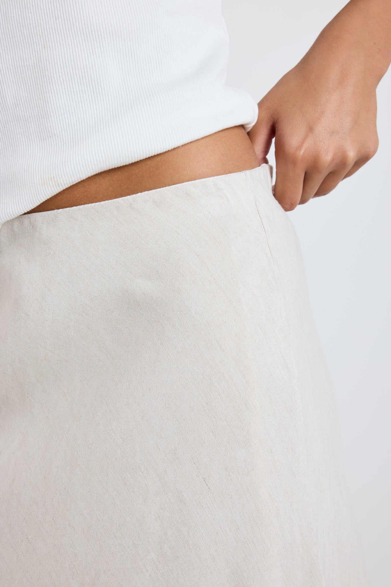 Lagos Natural Linen Blend Bias Maxi Skirt