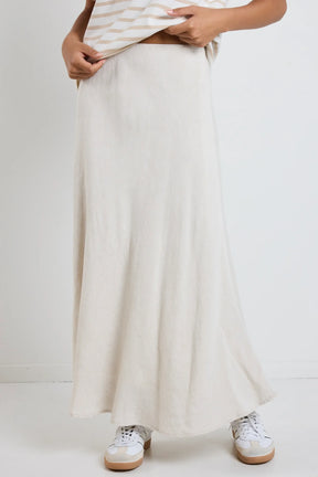 Lagos Natural Linen Blend Bias Maxi Skirt