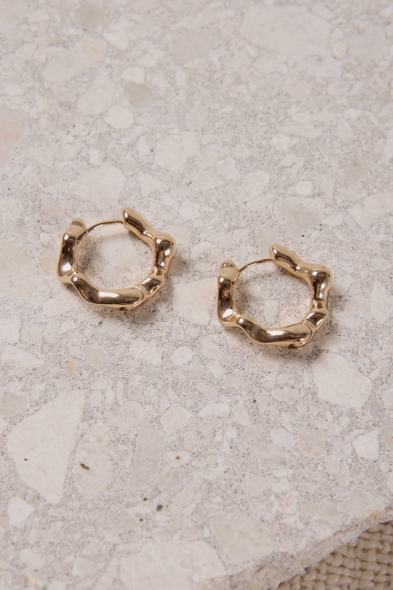 Large Wavey Hoop Gold Earring