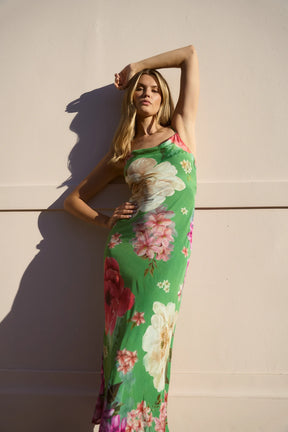 Lavish Apple Floral Tie Back Bias Slip Dress