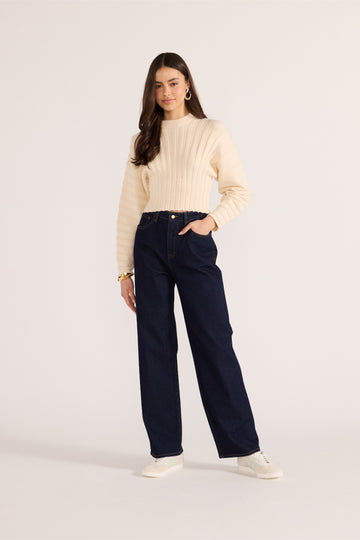 PIPPER RIB KNIT JUMPER CREAM