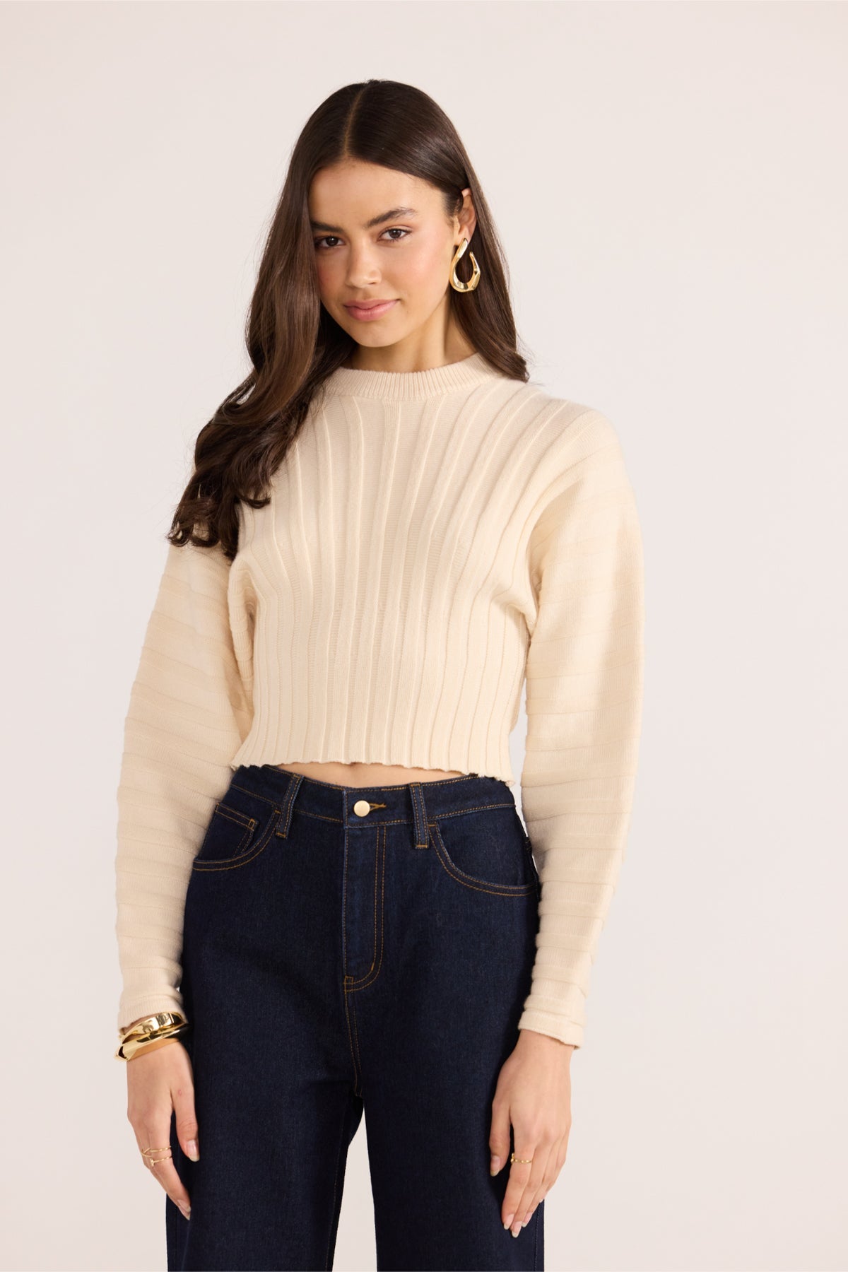 PIPPER RIB KNIT JUMPER CREAM