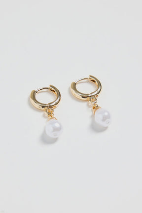 Mini Pearl Huggie Gold Earrings