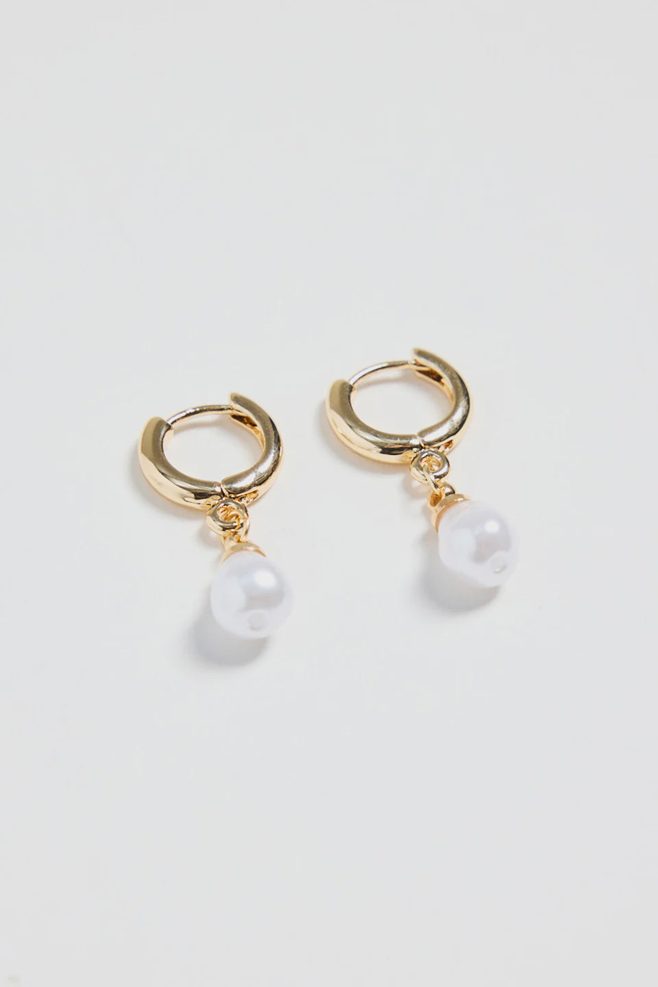 Mini Pearl Huggie Gold Earrings