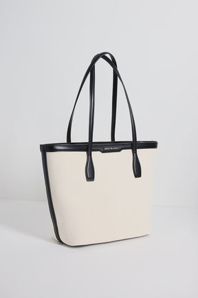 Natural Canvas Black Trim Tote Bag