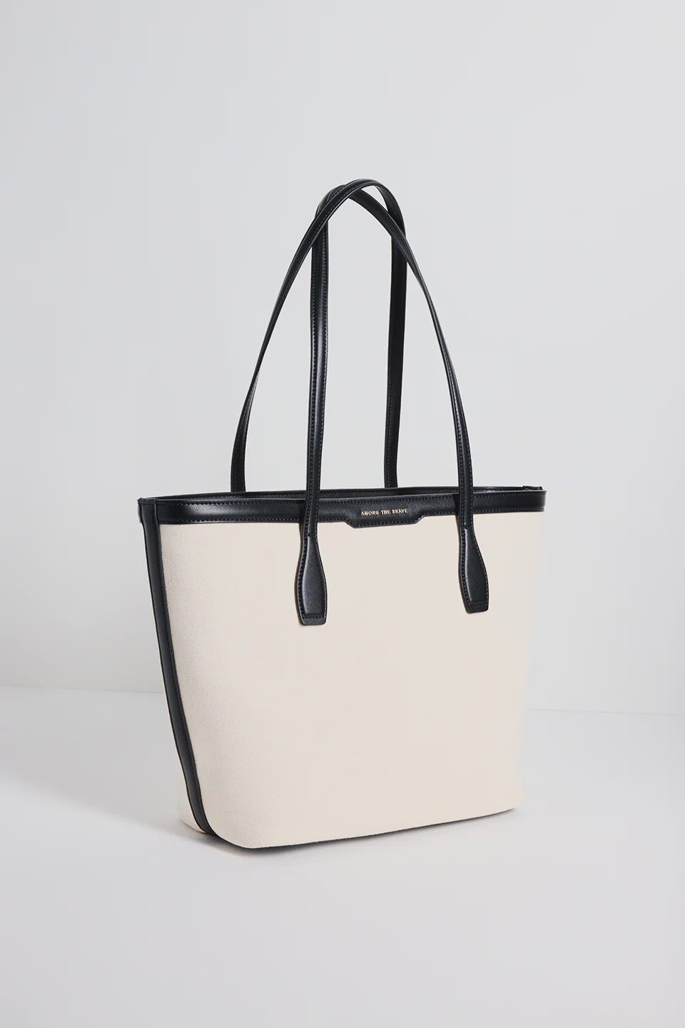 Natural Canvas Black Trim Tote Bag
