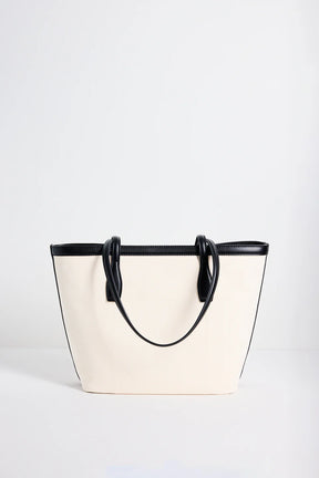 Natural Canvas Black Trim Tote Bag