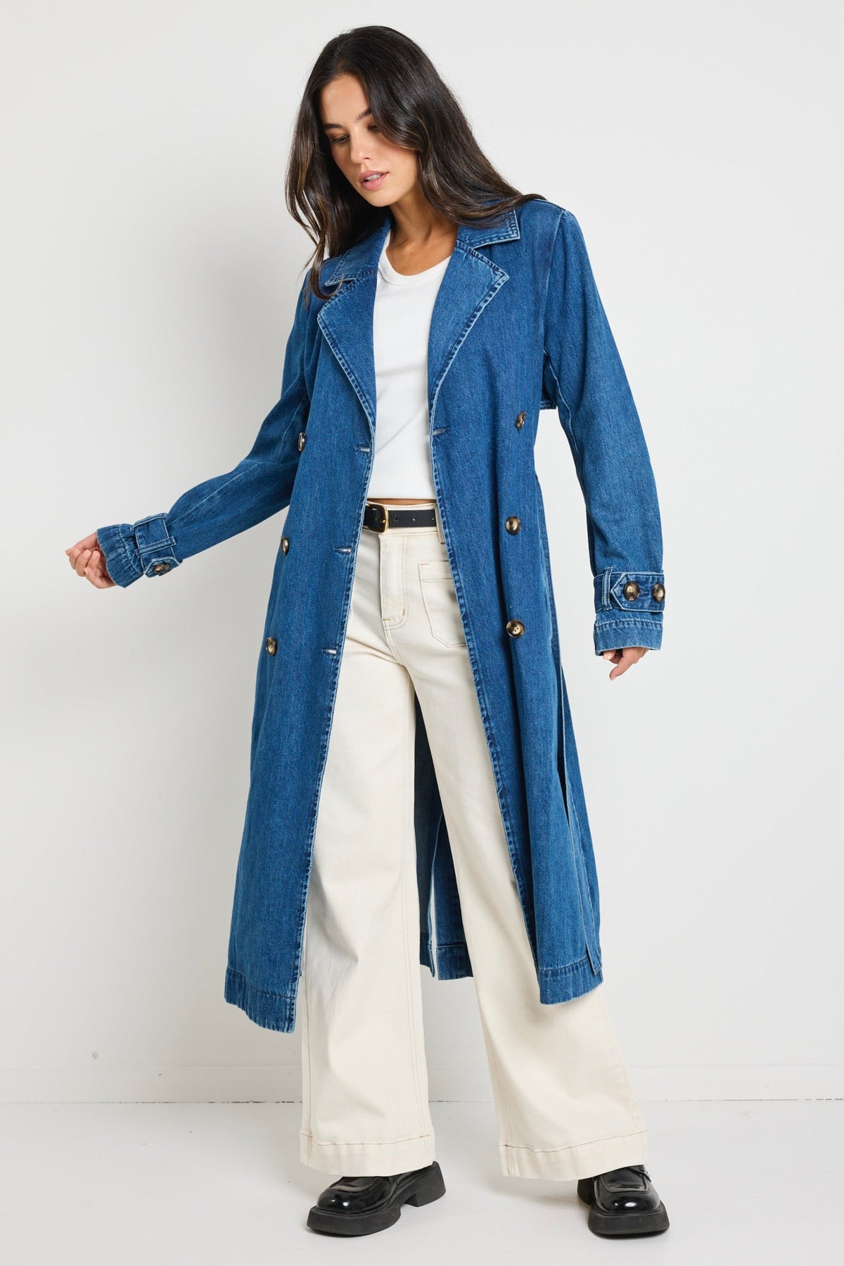 Origin Storm Blue Denim Trench Coat