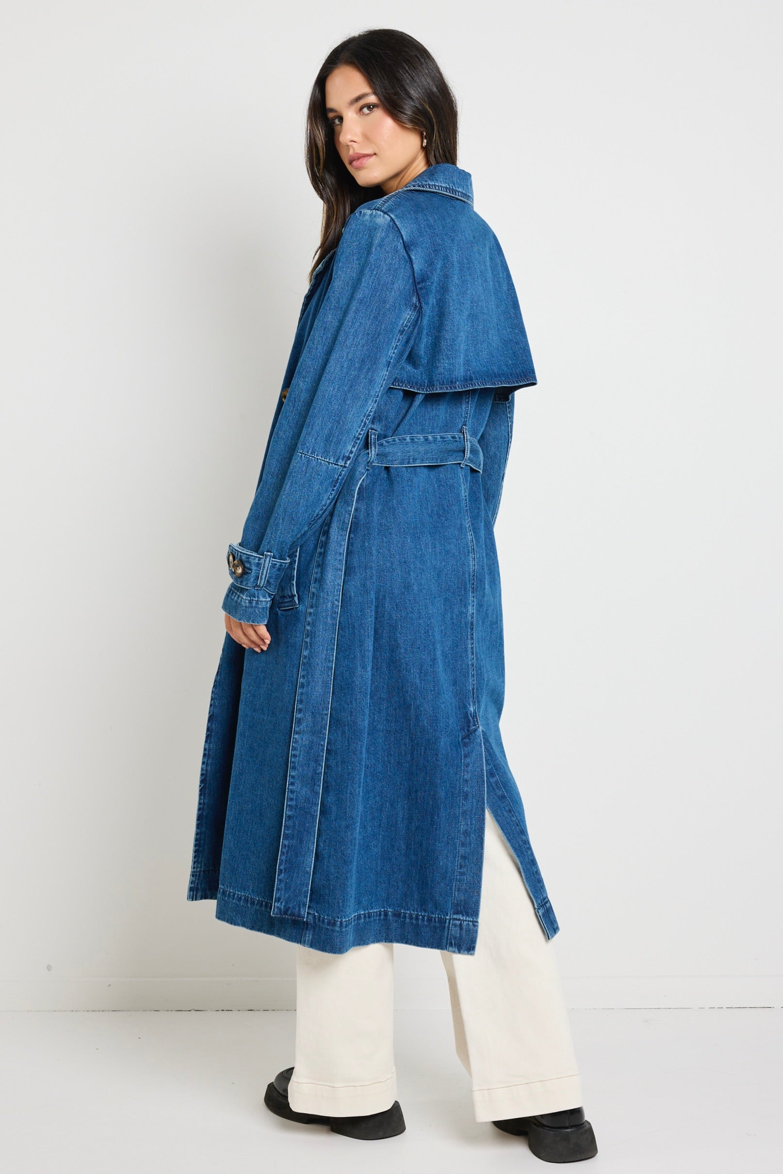 Origin Storm Blue Denim Trench Coat