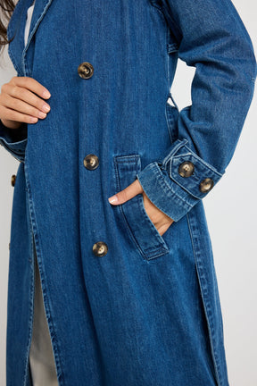 Origin Storm Blue Denim Trench Coat