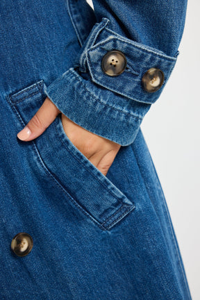 Origin Storm Blue Denim Trench Coat