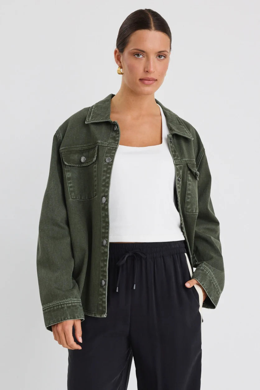 Penny Dark Khaki Denim Shacket