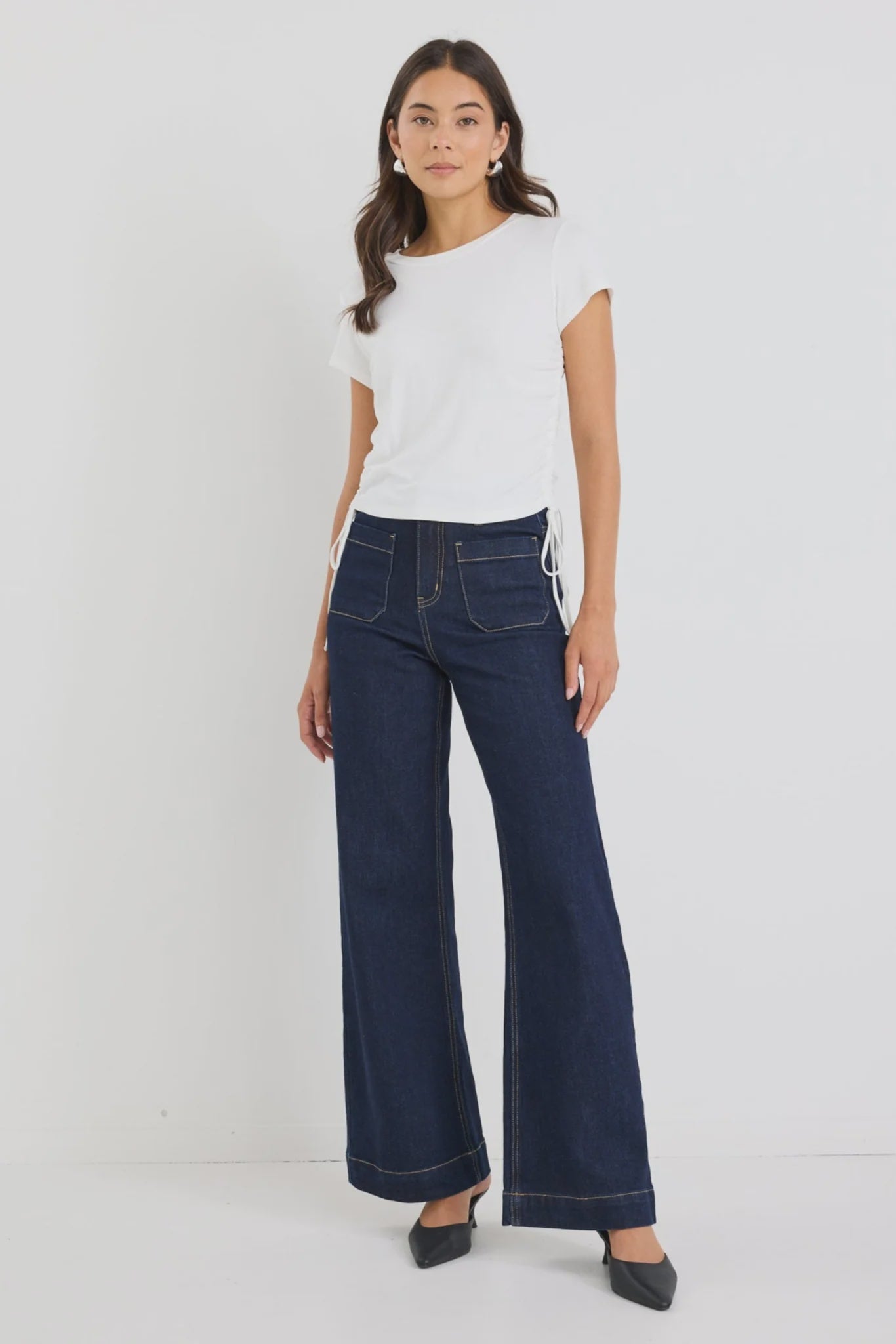 Zoey Indigo High Rise Wide Leg Pocket Jean