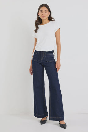 Zoey Indigo High Rise Wide Leg Pocket Jean