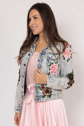 LILY DENIM EMBROIDERED JACKET BLUE