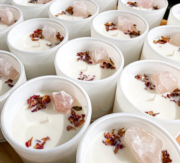 Opal & Sage - Rose Quartz Crystal Candle