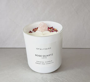 Opal & Sage - Rose Quartz Crystal Candle