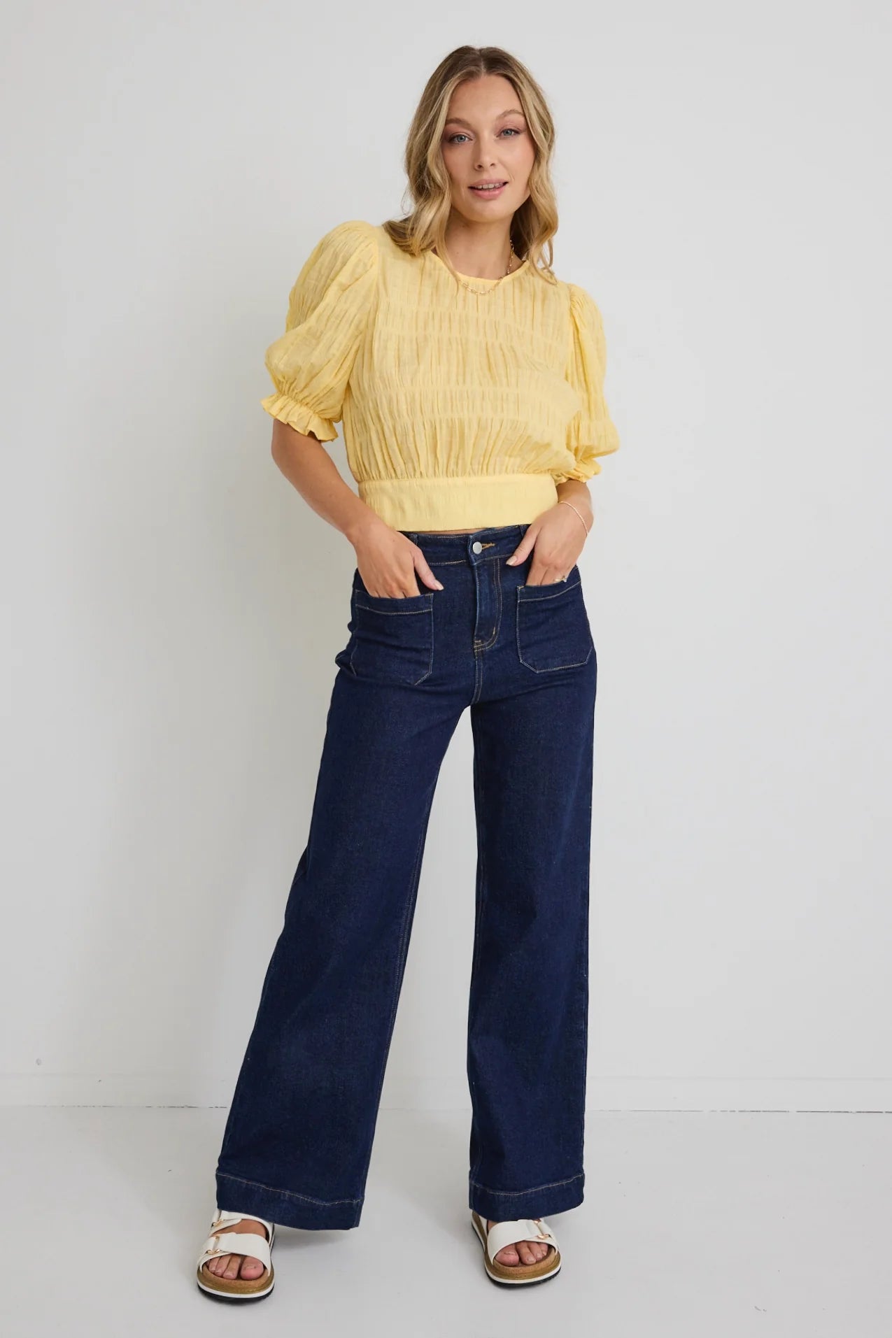 Siena Shirred Cotton Top - Butter