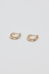 Classic Diamante Gold Huggie Earrings