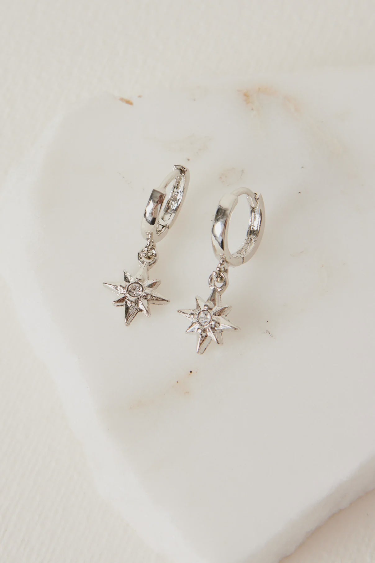 Stardust Pendant Rhodium Huggie Earrings Regular Price