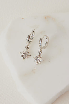 Stardust Pendant Rhodium Huggie Earrings Regular Price