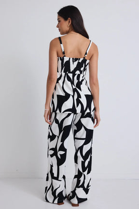 Metropolitan Black White Cutout Print Wide Leg Pants