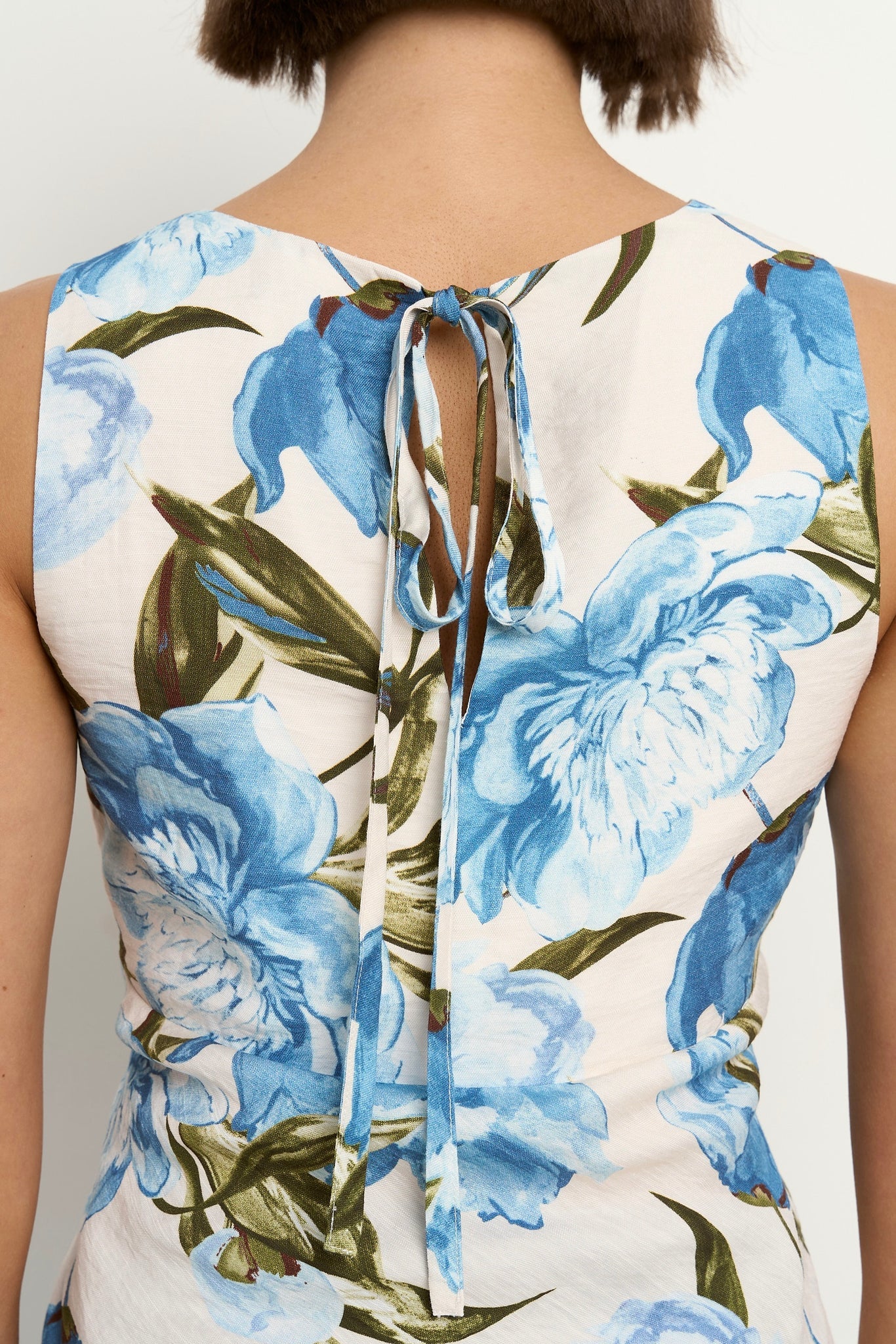 Vienna Blue Vintage Floral V Neck Sleeveless Top Regular Price