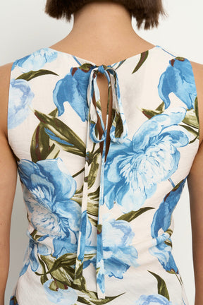 Vienna Blue Vintage Floral V Neck Sleeveless Top Regular Price
