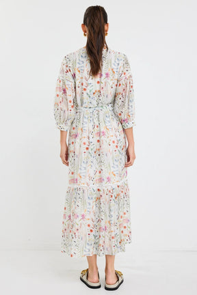 Wisdom Cream Floral Midi Shirt Dress