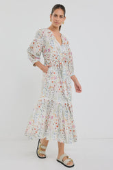 Wisdom Cream Floral Midi Shirt Dress