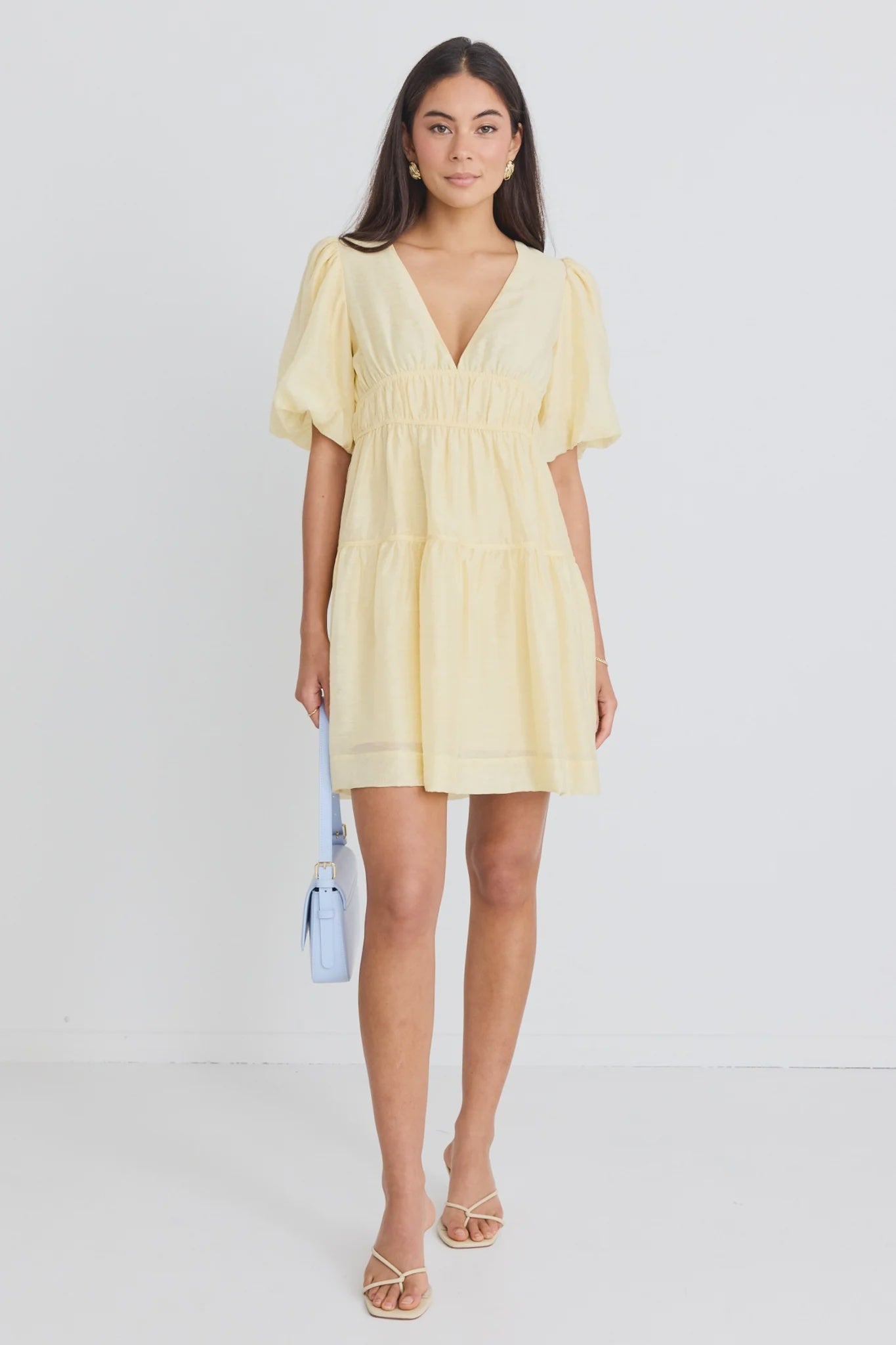 Axel Butter Puff Sleeve Bow Back Mini Dress