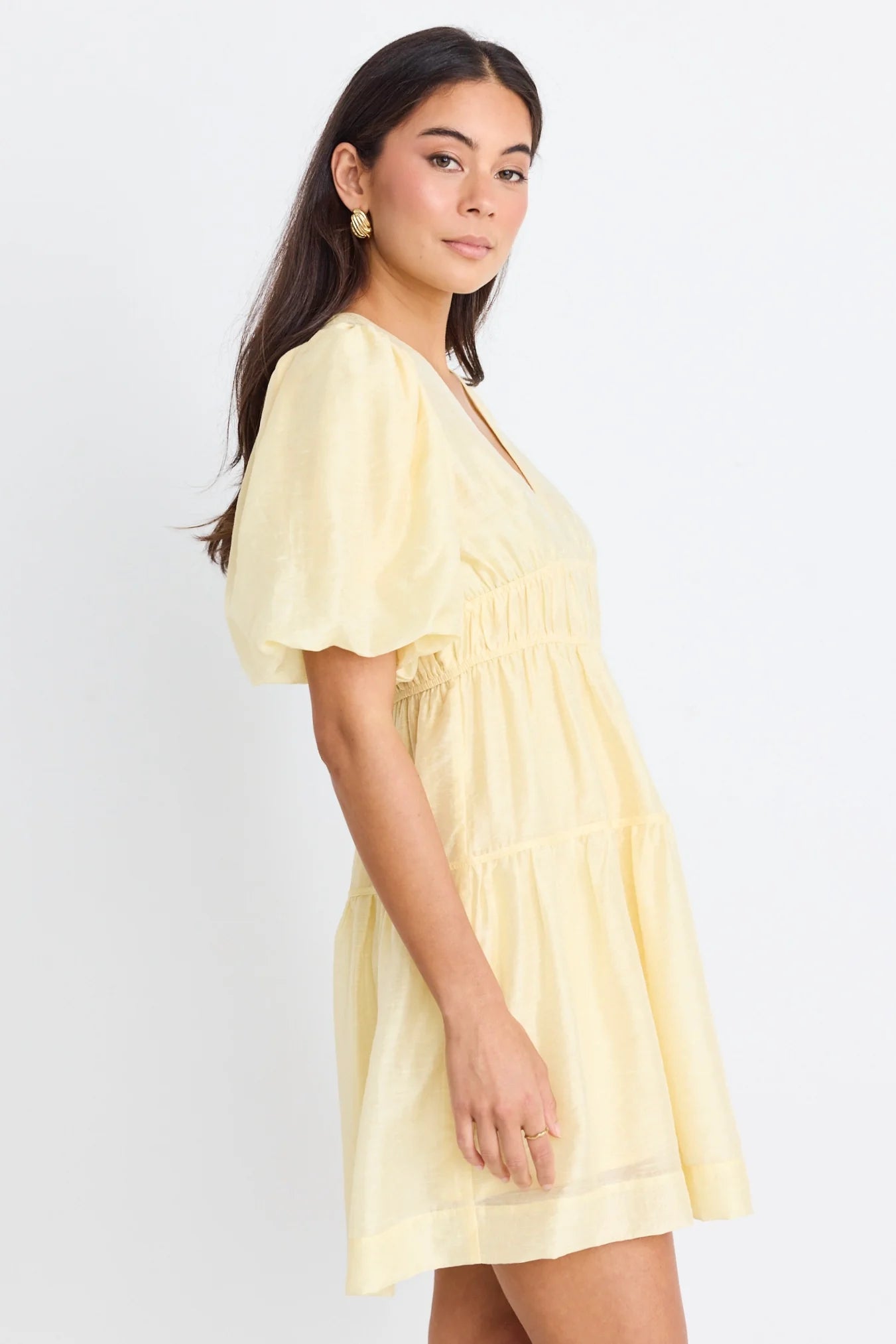 Axel Butter Puff Sleeve Bow Back Mini Dress