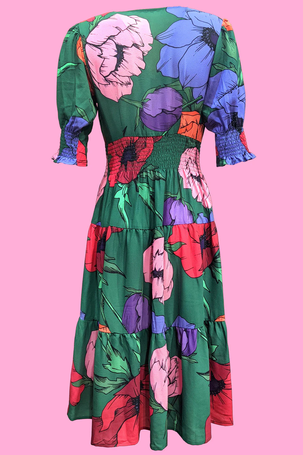Annah S - Dolly Dress - Green Poppies
