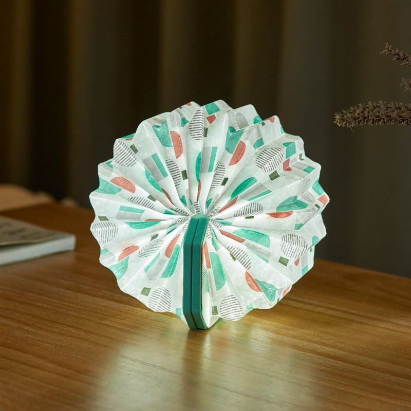 Geometric Design, Turquoise Velvet Cover Accordion - Small LED Light