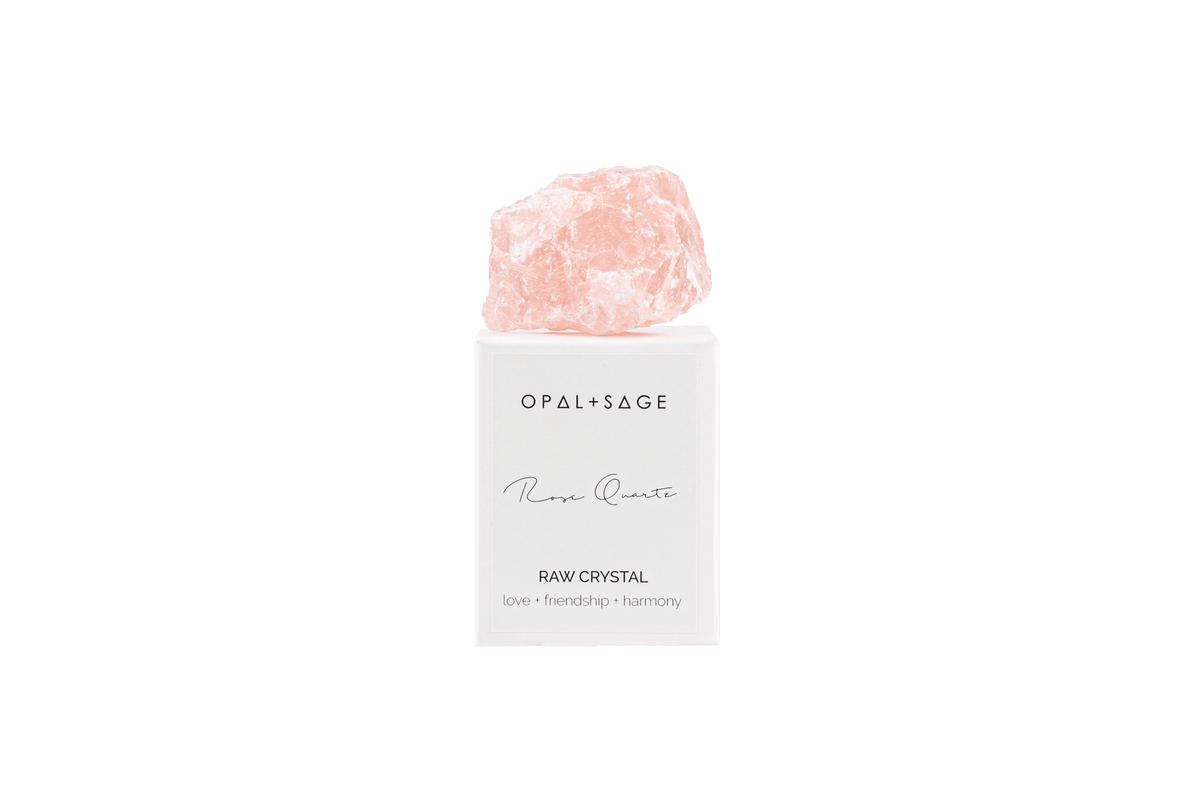 Opal+Sage - Rose Quartz - raw boxed crystal