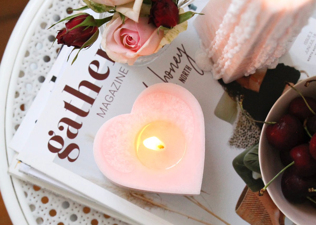 Peony Rose Heart (Blush) Candle