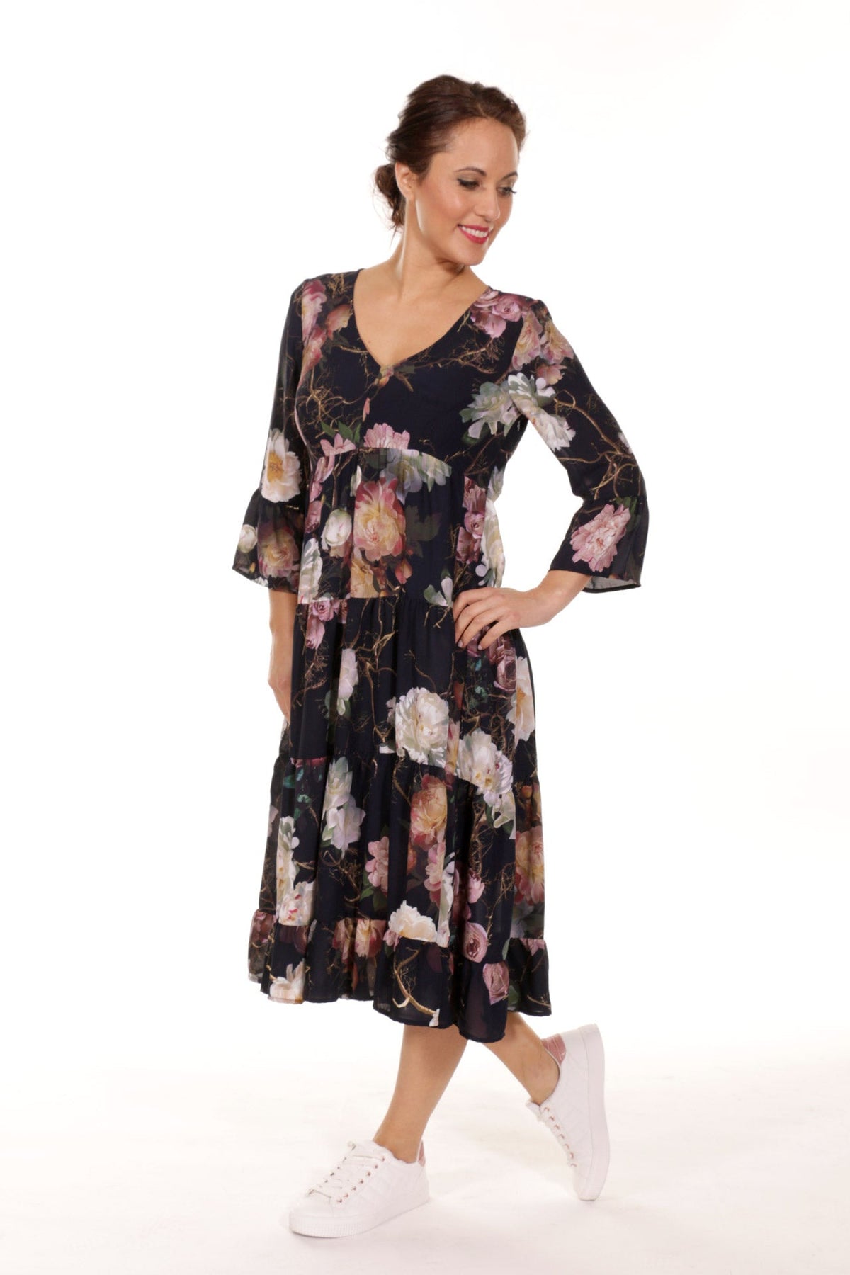 Annah S -Magic Dress - Ink Floral