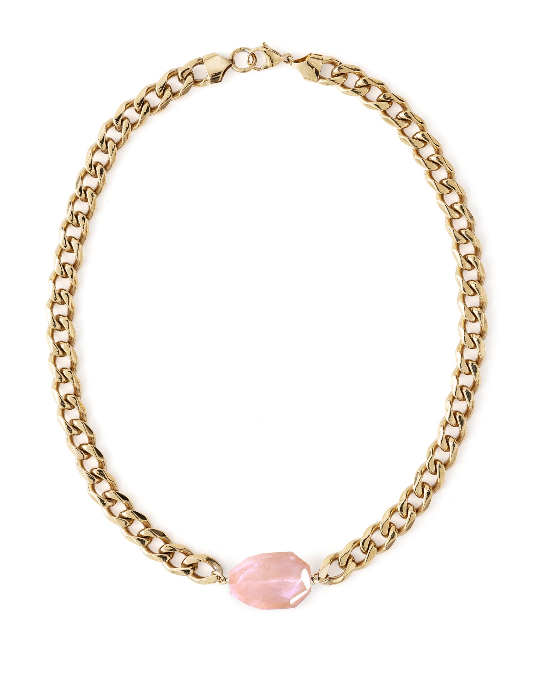 Chunky Choker- Rose Quartz Yellow Gold