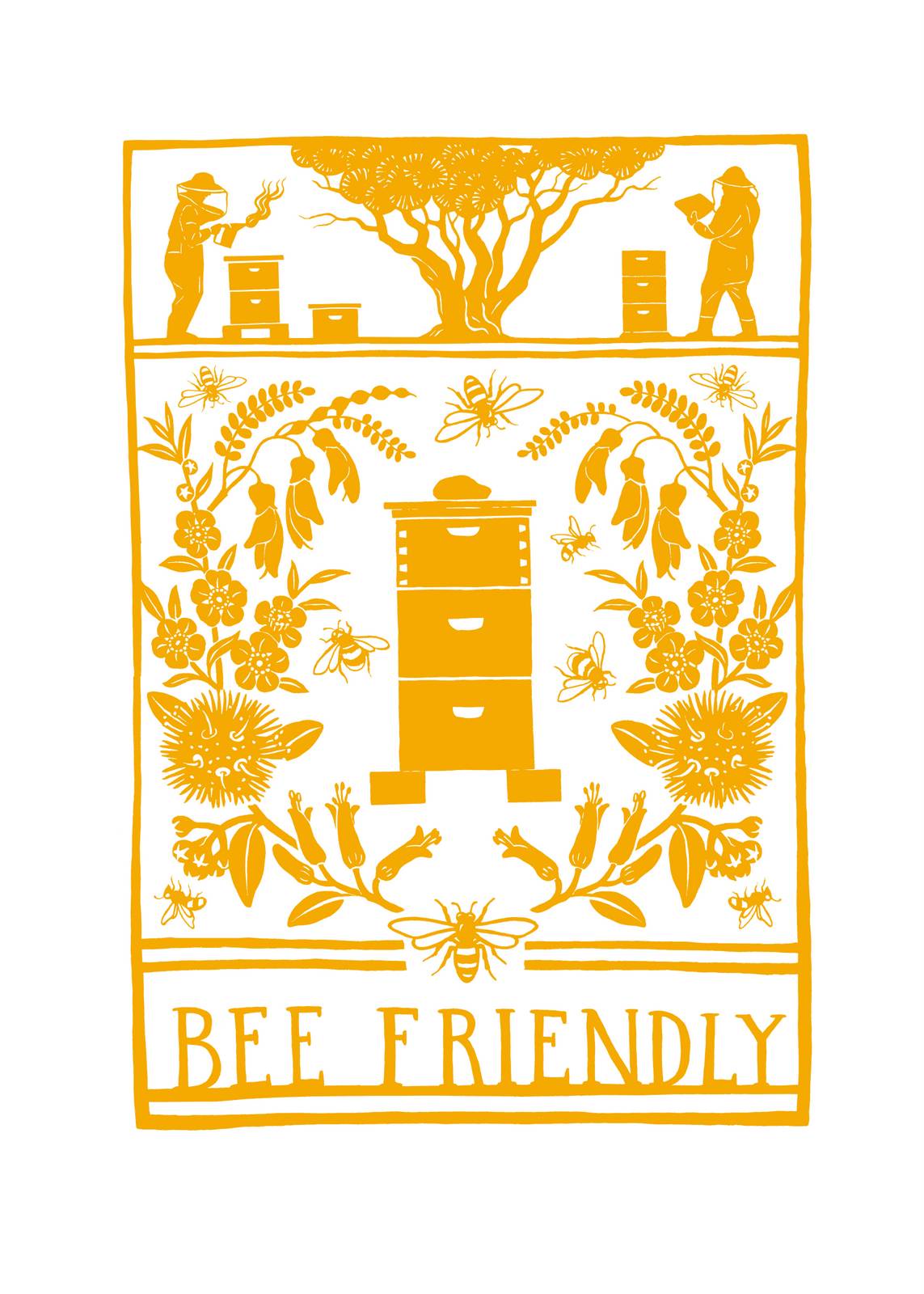 Wolfkamp & Stone - Bee Friendly - Tea Towel