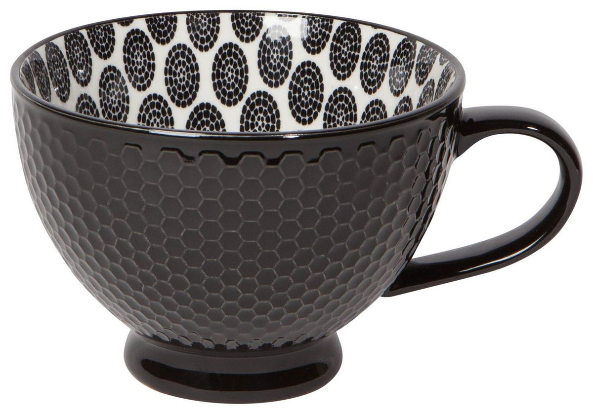 Black Stamped - Latte Stoneware Mug
